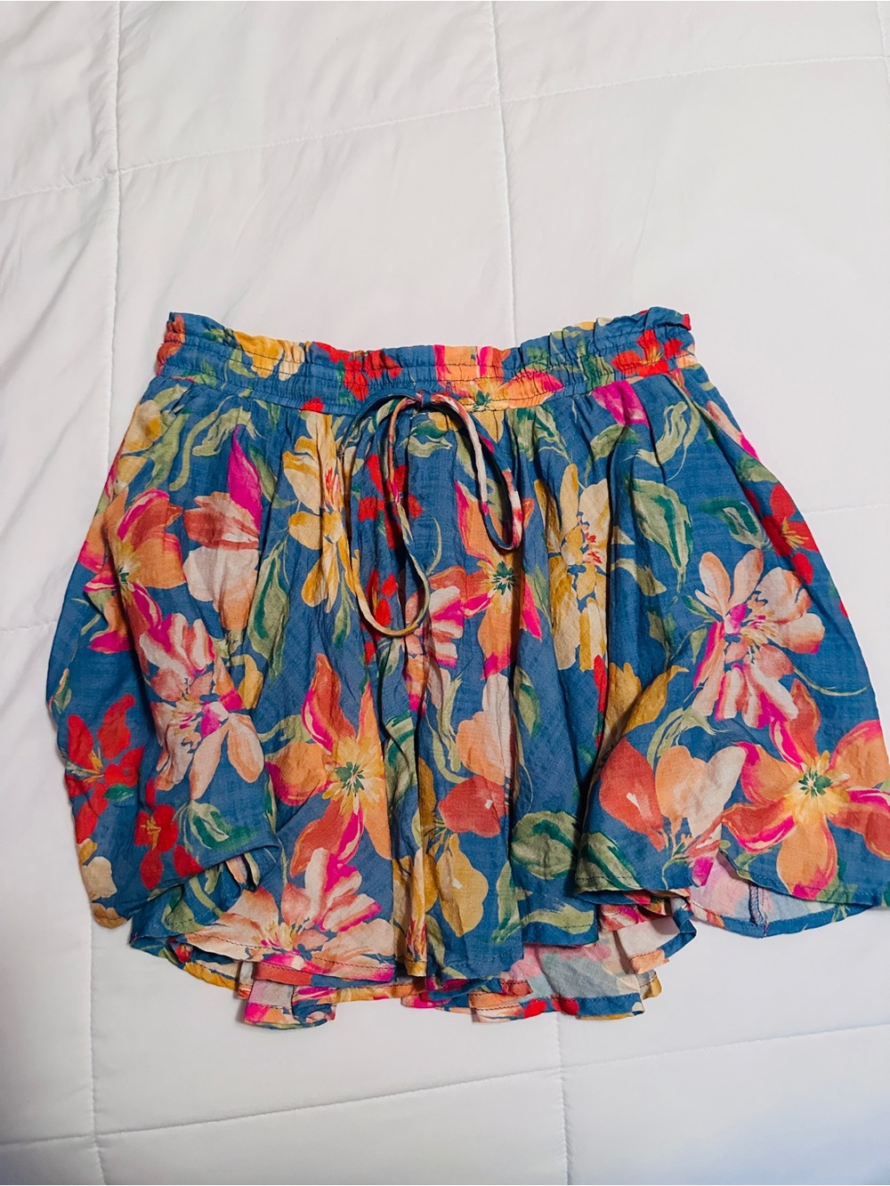 Sadie & Sage Blue Floral Smocked Waist Skirt